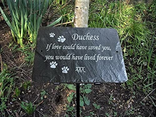 Pet Memorial Plaques. Grave Marker 25cm x 18cm. Personalised Pet Bereavement Gifts, Cat, Dog Memorials & Funerary Remembrance Plaque. Pet Grave Stones for Memory Garden or Sympathy Gift for Pet Loss