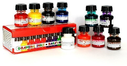 Koh-i-noor 10 X 20g Colored Drawing Inks 141731 by Koh-I-Noor