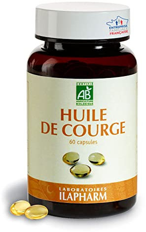 Laboratoires Ilapharm - HUILE DE PEPINS DE COURGE BIO- Prostate - Confort urinaire - Flacon de 60 gélules