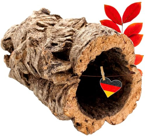 Vogelgaleria® Tolle Korkröhre aus Reiner Korkrinde, 20cm lang, 15cm hoch, ideal auch als Kork Terrarium Deko