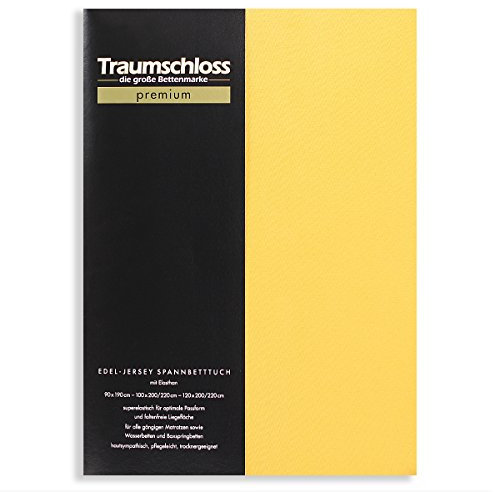Traumschloss Spannbetttuch »Premium« Mako Baumwolle mit Elasthan | Edel-Jersey | samtweich & angenehm zur Haut | Gold | 90-120x200-220cm