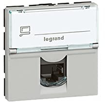 Legrand 079476 Prise RJ45 Catégorie6A STP à Blindage Métal Mosaic 2 Modules, Aluminium, Lot de 10