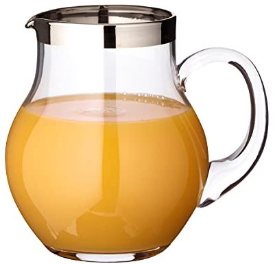 EDZARD Carafe en verre Olivia, verseuse en cristal fin avec bordure en platine, volume de remplissage 1,0 litre, hauteur 16 cm