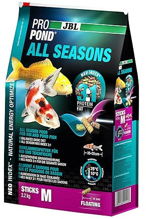 JBL Ganzjahresfutter für Koi, Schwimmende Futtersticks, Saisonfutter, ProPond All Seasons, Größe M, 2,2 kg