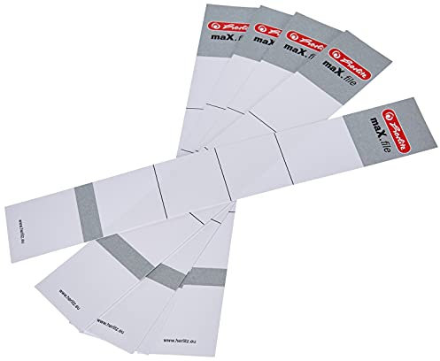 Herlitz 9743154 Rückenschild 30 x 190 mm für 5 cm-Ordner, zum Einstecken, 10 Stück, weiß