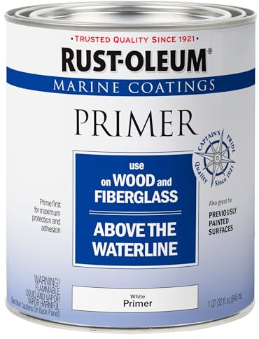 Rust-Oleum 396969 Marine Coatings Wood and Fiberglass Primer, Quart, White