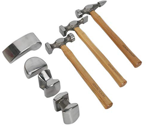 Sealey CB507 - Juego de martillos con cotillos forjados intercambiables (mango de nogal americano, 7 piezas)