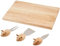 Kikkerland Tabla de Queso de Madera de Caucho, Acero Inoxidable, Juego de 4, Dura, marrón, 13 cm