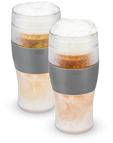 Host 3309 Freeze Pint-Kühlglas (2er-Set), Glass, 473 milliliters, Grau