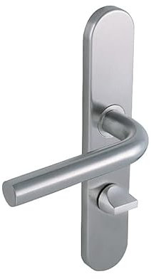 Poignée de porte sur plaque inox brossé - Condamnation à voyant - Linox 491 - Vachette