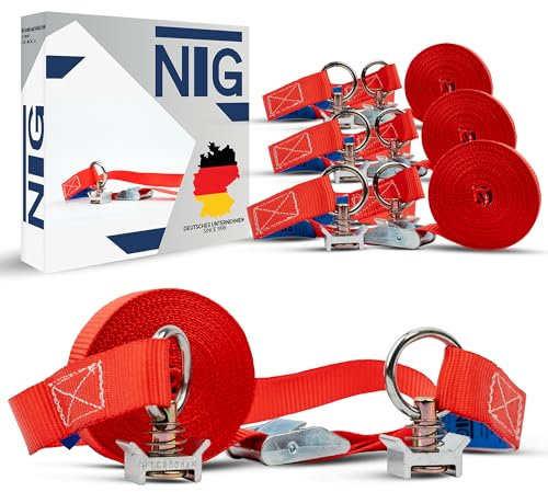 10 Stück | Spanngurt | Zurrgurt | mit Klemmschloss | Klemmschlossgurt für Airlineschiene | 5 m | 25 mm breit | 300 KG | Zurrschiene | nach DIN