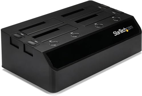 StarTech.com 4-Bay USB 3.0 to SATA Hard Drive Docking Station, USB Hard Drive Dock, External 2.5/3.5 SATA III SSD/HDD Docking Station, Hot-Swap Hard Drive Bay, Top-Loading (SDOCK4U33)
