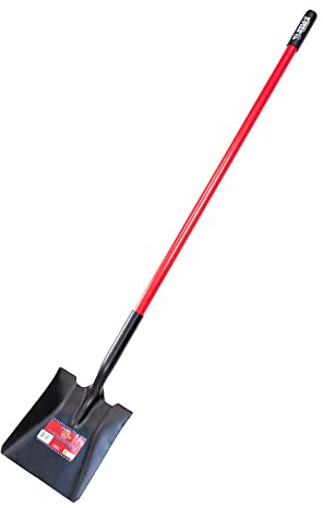 BULLY TOOLS Square Point Shovel – 14-Gauge Heavy Duty Steel Blade with Long Fiberglass Handle, Durable for Snow Removal, Gardening, Landscaping, & Outdoor Use, Ergonomic Grip - 100% Made in The USA