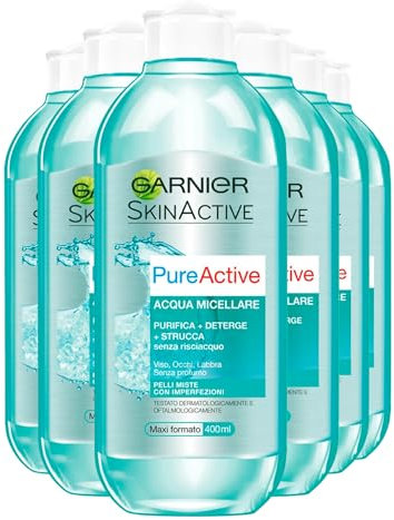 Garnier - 3 en 1, limpieza de impurezas y maquillaje, 6 pack (6 x 400 ml)