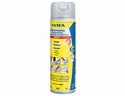 Lyra 577310 Profi Signierspray 500 ml gelb 12 Stück, Farbe