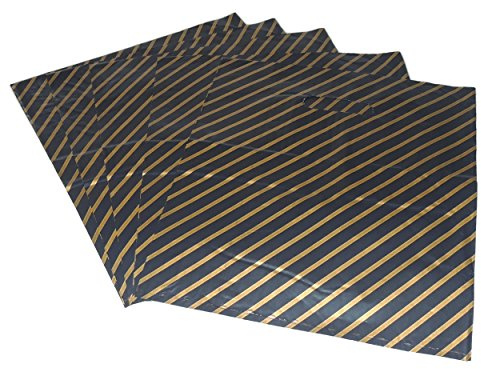 EPOSGEAR® Large Black and Gold Striped Jewellery Gift Shop Boutique Plastic Carrier Bags 11 x 13 (270mm x 320mm) (100)