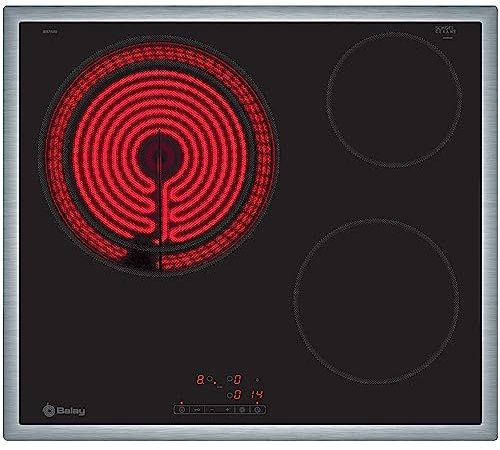 Balay - Placa vitrocerámica, 60 cm, Control Deslizante 17 niveles, Función memoria, 3 zonas, táctil, 3EB715XR