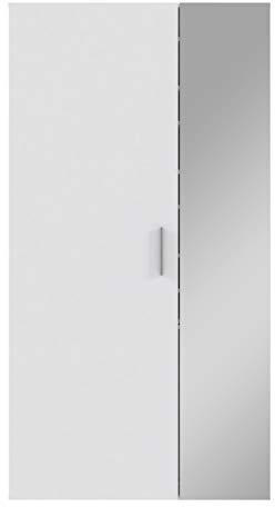 FORTE Yvonne Schuhschrank mit 1 Tür und 1 Spiegeltür, Holzwerkstorr, Weiß, 99,9 x 190,5 x 36,3 cm