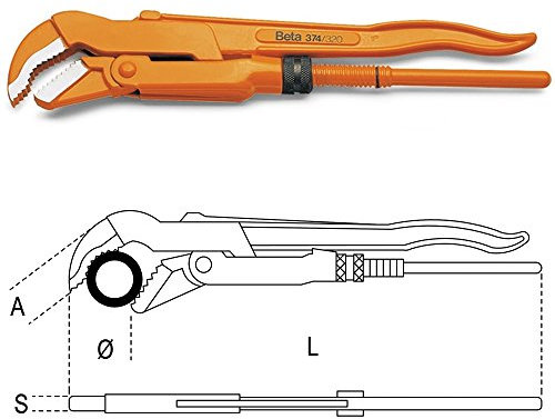 BETA 374 240 - Giratubi modello svedese con ganasce sottili a 45° in acciaio forgiato