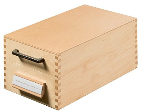 HAN Holz - DIN A7 - für 900 Karteikarten quer Karteikarten inkl. 1 Metallblattstütze, mit Beschriftungsfeld und Metallboden, FSC zertifiziertes Holz, hochwertige premium Qualität, 507, Naturholz