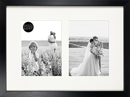 REAL GLASS Double Multi Frame For x2 6x4 Photos - Oxford Black Frame For Two 6x4 Images
