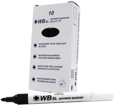 Whitebox Whiteboard Marker Bullet Tip Black [Pack 10]