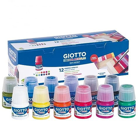 Giotto 530600 Confezione 12 Flaconi Decor Acrylic, 12 x 25ml