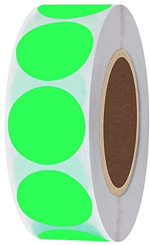 Hylabelest 2,5 cm rund blanko grün fluoreszierend Shooting Target Pasters | Gesamt 1000 Punkte Target selbstklebend Pro Rolle 1 Roll silber