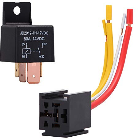 Ehdis Relais 12V 80A 4 Pin Car Truck Motor Heavy Duty On/Off normalement ouvert SPST relais Socket Plug-4 fils Automobile