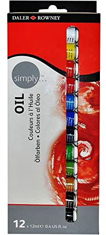 Daler Rowney SIMPLY Oil, Ölfarben-Einsteigerset mit 12 x 12 ml
