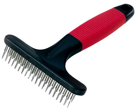 Ferplast Pettine per Cani a Rastrello Doppia Fila per Sottomanto Pelo Medio-lungo, Denti Cromati Arrotondati, Manico in Gomma Antiscivolo