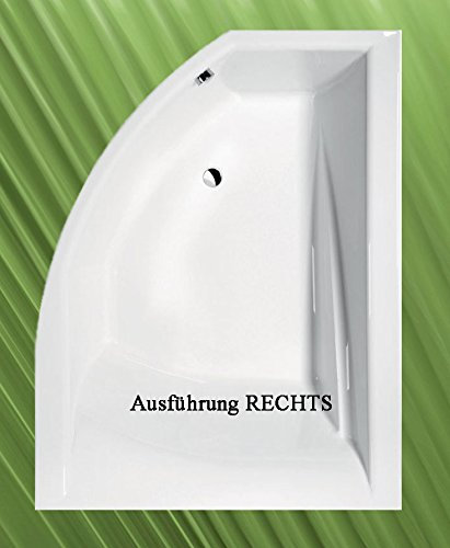 Raumsparwanne TANDEM 170x130cm Rechts + Ablaufgarnitur + Wannenfüße