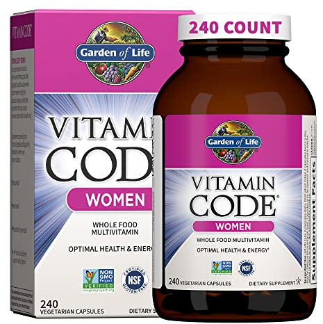 Garden of Life Multivitamin for Women, Vitamin Code Women's Multi - Whole Food Womens Multi Vitamins, Iron, Folate not Folic Acid, Vitamin A and Probiotics for Womens Energy, 240 Vegetarian Capsules