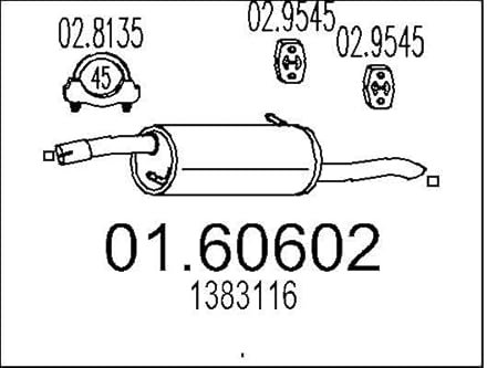 MTS Silencieux arrière Pot d'Échappement 01.60602