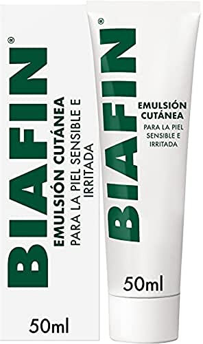 Biafin Emulsione cutanea (50 ml) per pelli sensibili e irritate, balsamo che allevia arrossamenti e irritazioni, crema idratante per il corpo per la cura e la rigenerazione della pelle di tutta la