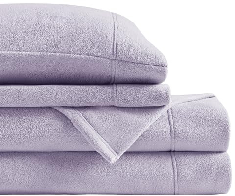 Sleep Philosophy Micro Fleece Sheets Full Size Bed Set 4 Piece, Lavender