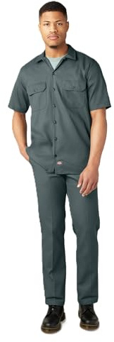 Dickies Men's Short Sleeve Work Utility Button Down Shirt, Lincoln Green, XXL