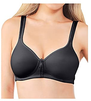 Vanity Fair Damen 2-Wege-Trägern, Body Caress volle Abdeckung, leicht gefütterte Körbchen bis DD BH, Drahtlos – Schwarz, 90D