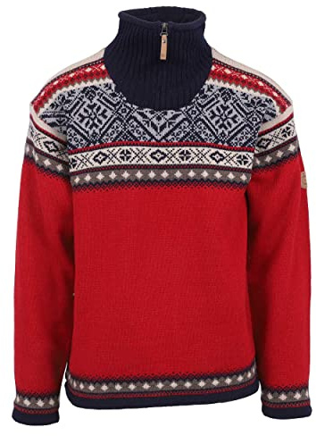 ICEWEAR Bergen Men’s Norwegian Wool Sweater with Windproof Lining Red