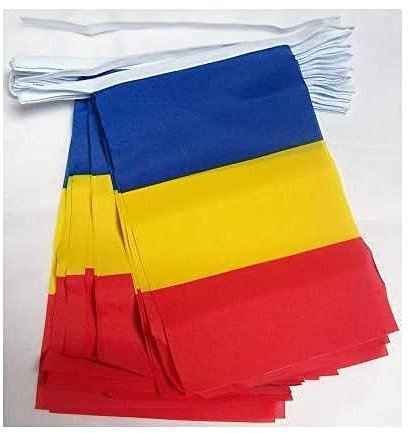 AZ FLAG - Fahnenkette Rumänien 6 Meter Mit 20 Flaggen - 21x14 cm - Rumänische Girlande Flaggenkette 14 x 21 Cm