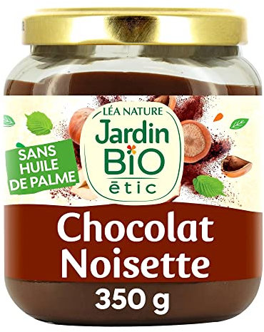Jardin BiO Etic - Crema para untar de chocolate y avellana ecológica, edulcorada, certificado AB, bote de 350 g