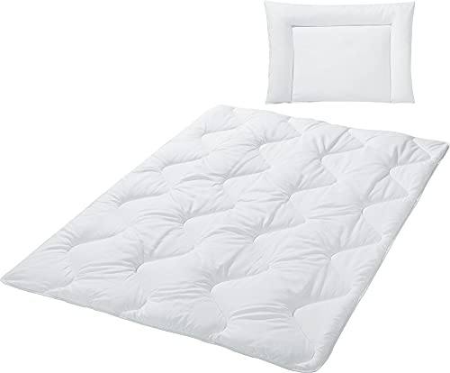 Erwin Müller Kinder-Bett-Set 2-TLG. weiß Größe 40x60 cm / 100x135 cm, Bettdecke, Kissen - anschmiegsam, feuchtigkeitsregulierend, hygienisch und pflegeleicht