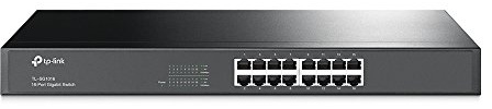 TP-Link TL-SG1016 | 16 Port Gigabit Ethernet Switch | Plug & Play | Sturdy Metal, Shielded Ports, Rackmount, Fanless, Black | 3 Year Manufacturer Warranty | Unmanaged