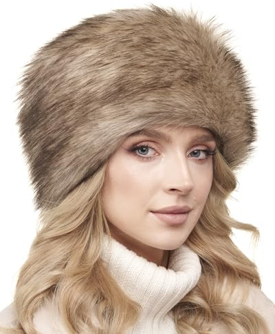 Futrzane Classic Chapeau Cosaque - Chapka Femme en Fausse Fourrure - Toque Russe (S, d'or Classic)