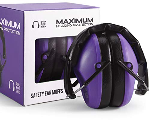 Pro For Sho 34dB NRR Hearing Protection Ear Muffs – Highest NRR Compact Design Ear Protection for Loud Events & Sensory Use (Purple)