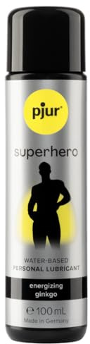 pjur superhero Energizing Glide - Gel lubrifiant stimulant au ginkgo - Fortifiant et stimulant - Pour les hommes qui en veulent plus (100ml)