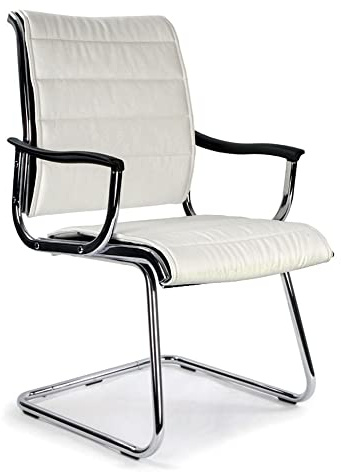 Eliza Tinsley 701AV/WH Cantilever Chrome Framed Leather Effect Designer Visitors Chair - White