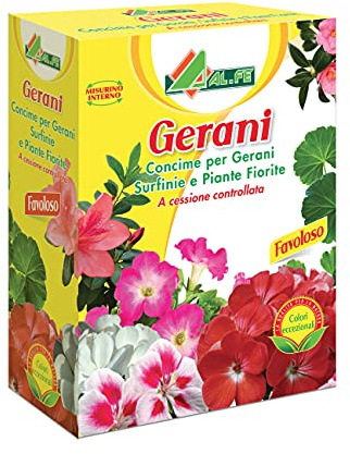 AL.FE GERANI Concime per Gerani e Piante da Fiore, nutre Fino a 4 Mesi. Ricco di Tutti Gli Elementi nutritivi. 1 kg