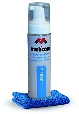 Meliconi 621013 200 ml C200 skum antistatisk rengöringsskum med mikrofiberduk – blå