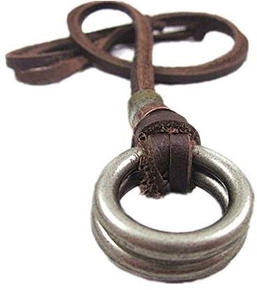 Jirong Cuir Brun Alliage Pendant Collier Homme Frais